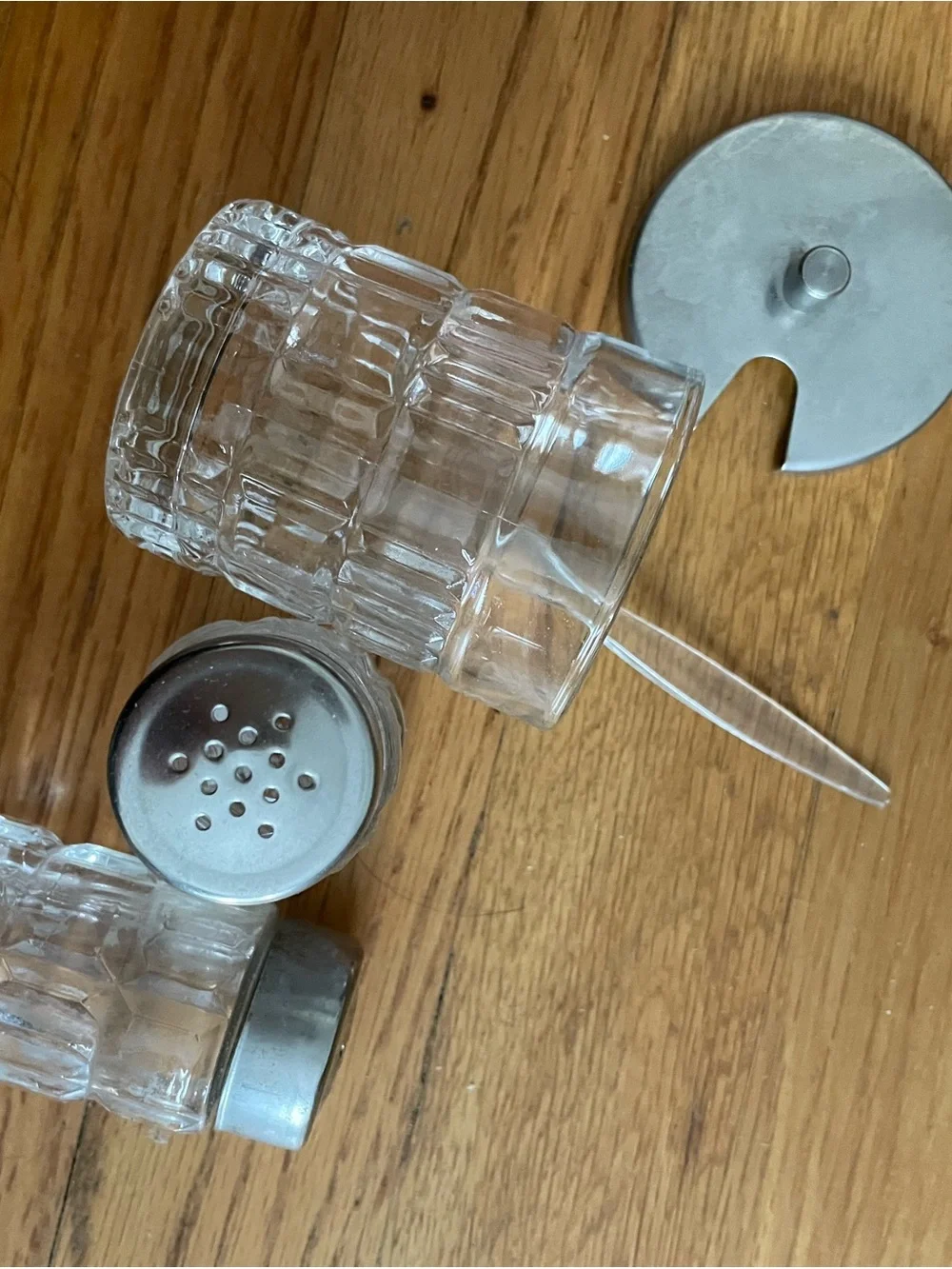 Clear Glass Salt and Pepper Shaker Set with Stainless Lids